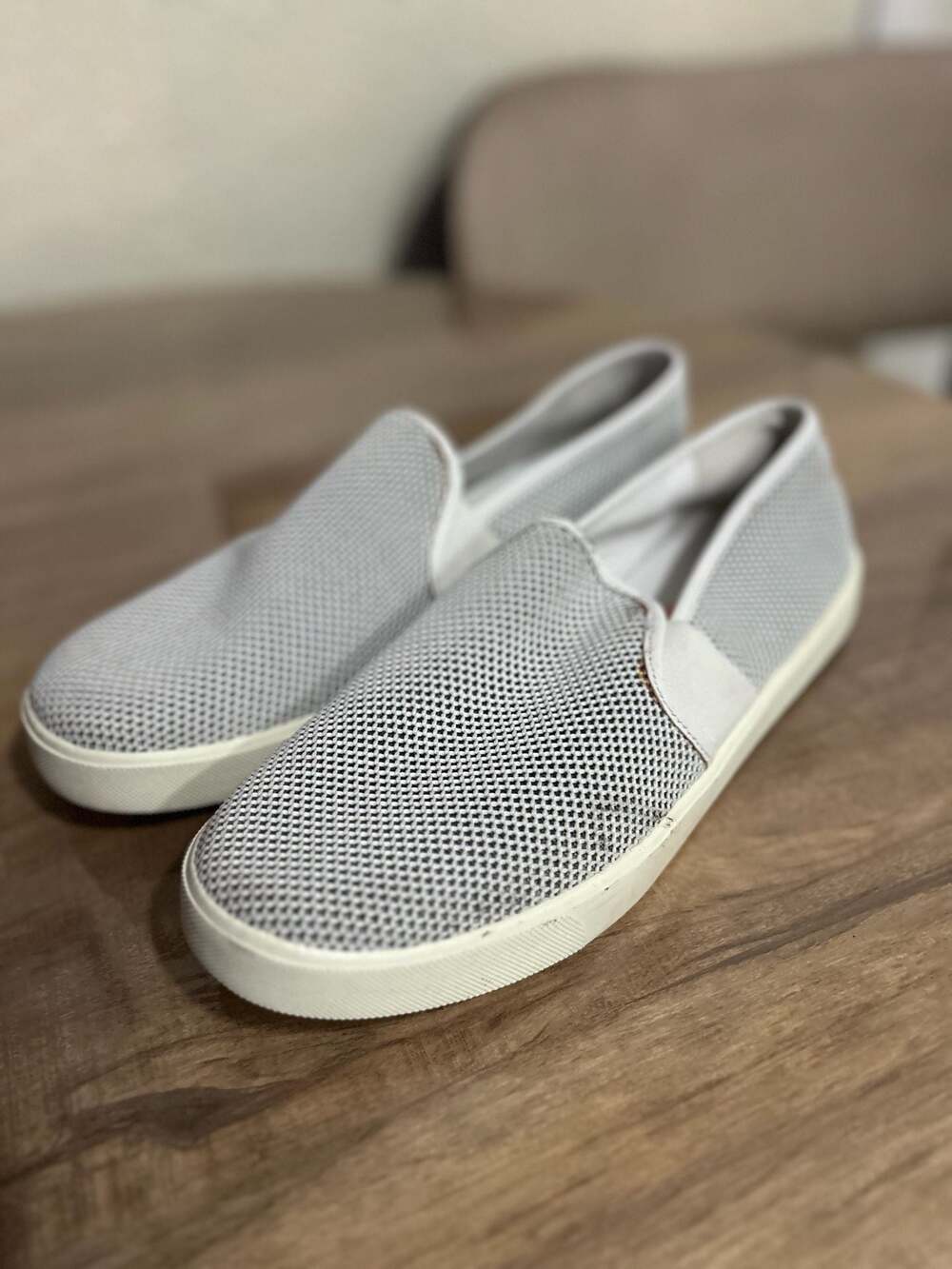 Vince Blair Perforated Slip-On Sneaker Grey White Women's Size 8.5